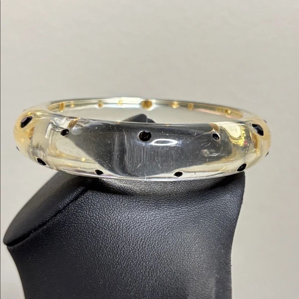 Elegant Vintage Retro Pinup Clear and Black Polka Dot Bracelet
